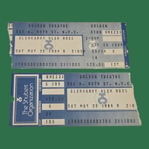 Glengarry Glen Ross Two 1984 Golden Theatre Stubs NYC Broadway Play David Mamet